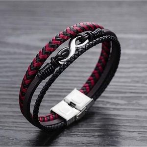 NEW Men’s PU Leather With Infinity Symbol Bracelet